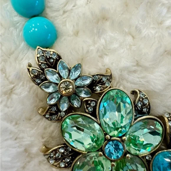 Heidi Daus "Glorious Garden" Turquoise Blue Crystal Necklace - Picture 4 of 7